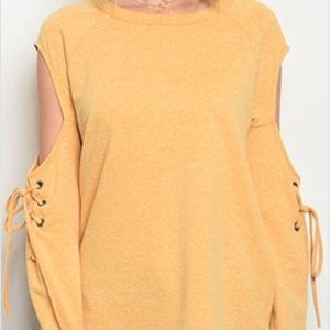 Cold Shoulder Lace Up Top